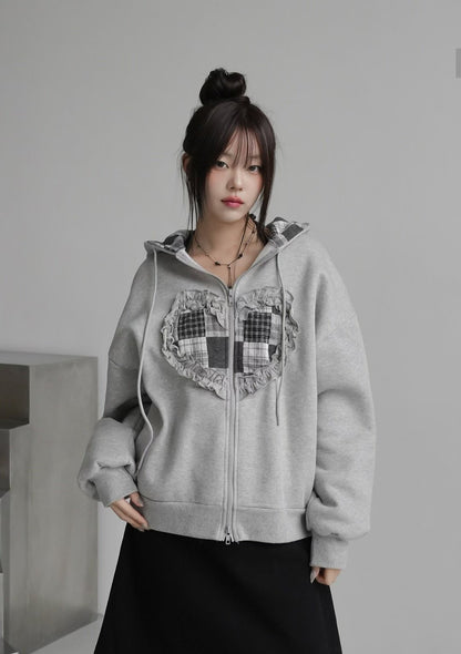 Heart Hoodie Zip Up Jacket