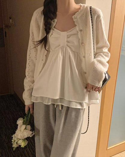 Super Cute!! Ribbon Chest Design Cami Top