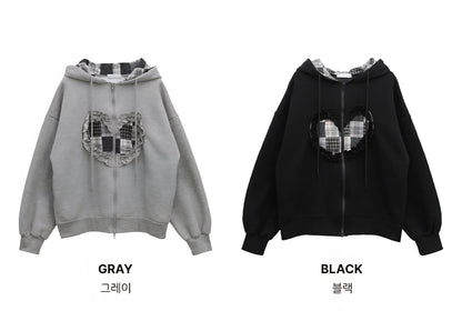 Heart Hoodie Zip Up Jacket