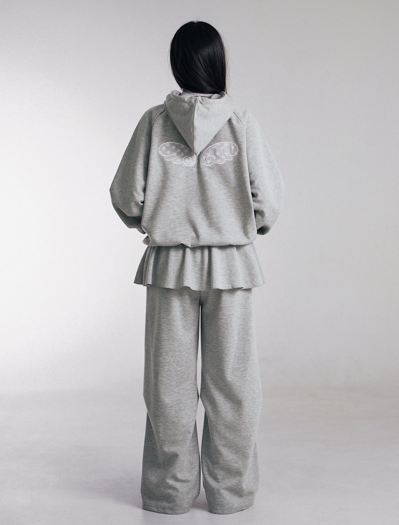 [LOOXP MADE]Angel embroidery patch high neck overfit hooded zip-up