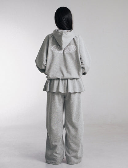 [LOOXP MADE]Angel embroidery patch high neck overfit hooded zip-up