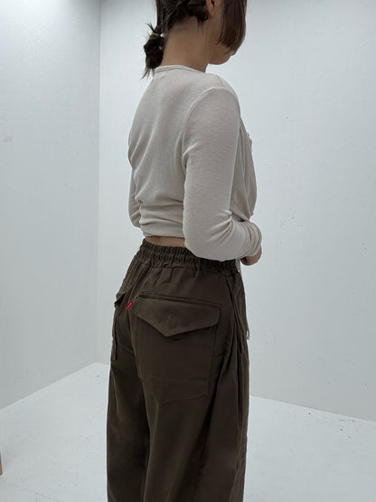 96 Embroidered Back Pocket Snap Pants  (Brown)