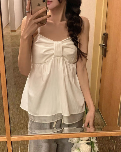 Super Cute!! Ribbon Chest Design Cami Top