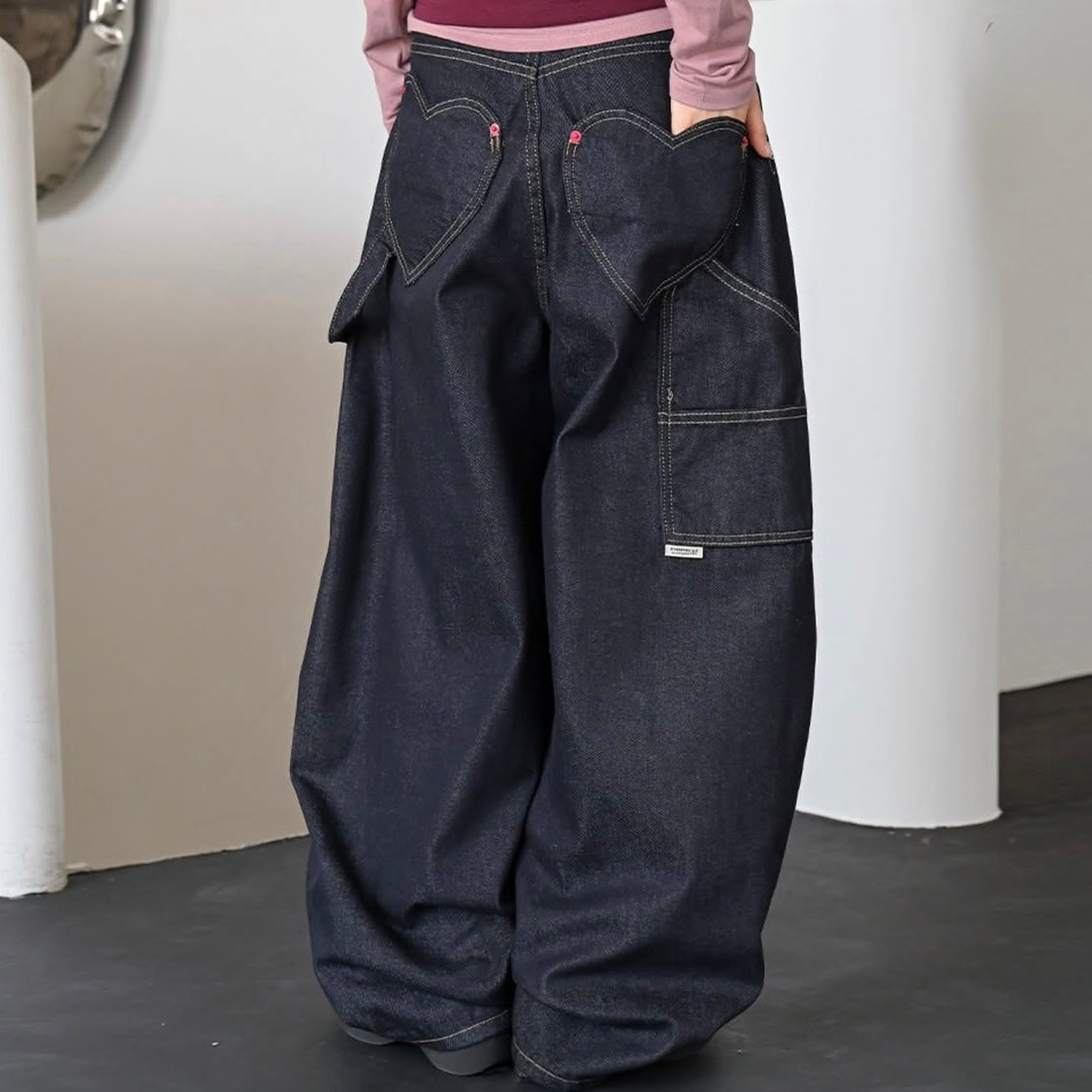 (Preorder) Love Ring Pocket Balloon Wide Cotton Pants