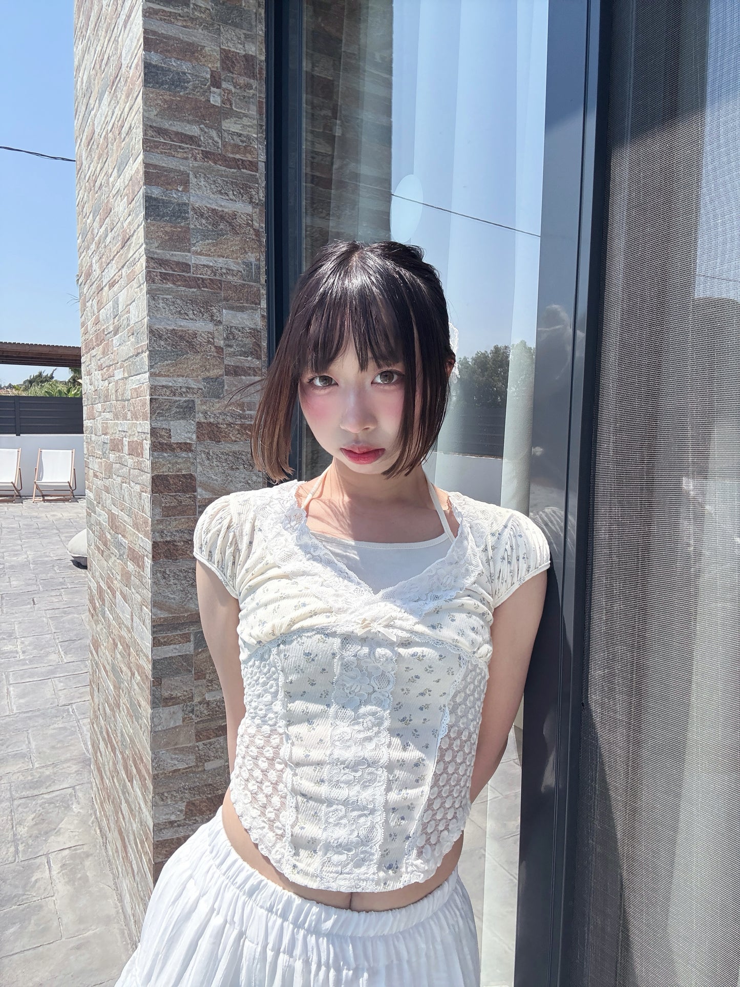 Fairycore Floral Lace Detail Panel Tee (Ivory)