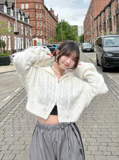 Dual-Zip Slim Fit Knit Hoodie