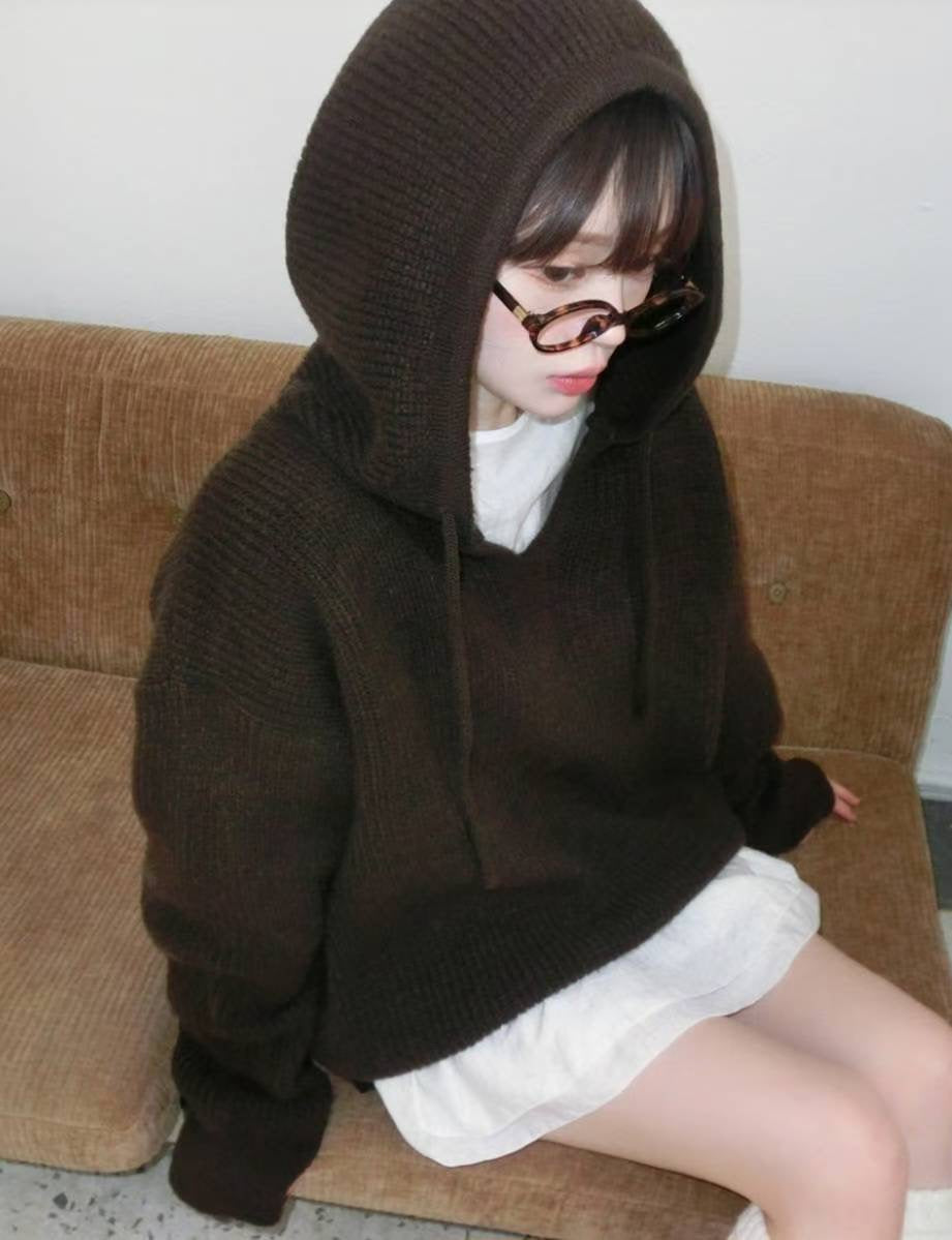 （DEC NEW) Hand Warmer Winter Honeycomb Knit Hoodie