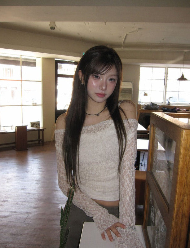 Off shoulder lace tank top set