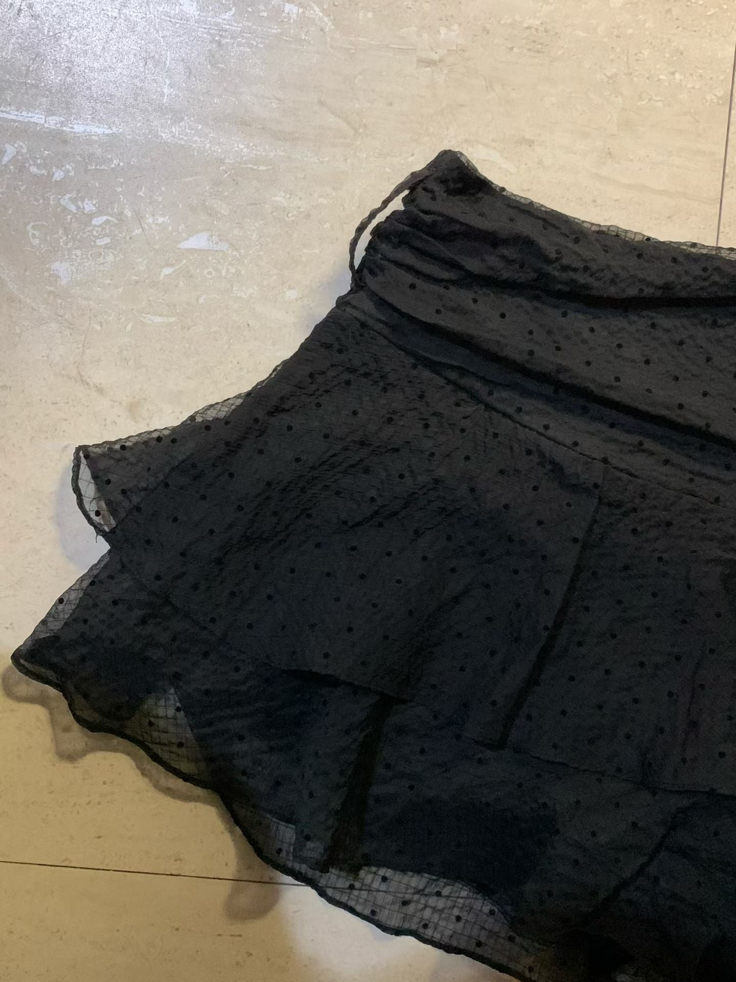 Spring Chiffon Dot Double-Tiered Mini Skirt