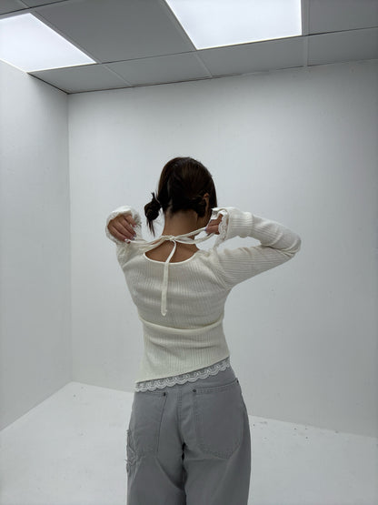 (Preorder) Halter Ribbon Lace Knit