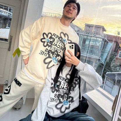 (Preorder) Unisex Flower Painting Sweatshirt with Fleece Lining