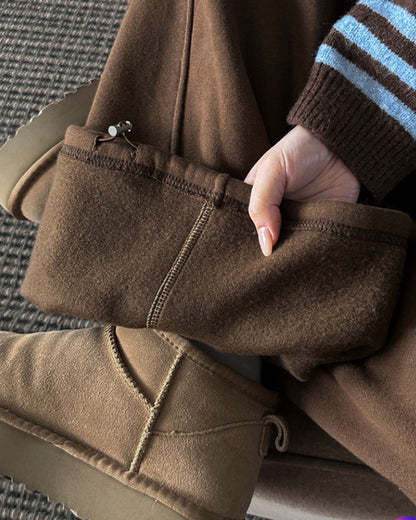 [LOOXP MADE] Sheepskin Short & Long Angel Embroidery Cut-Line Banding Wide Training Long Pants