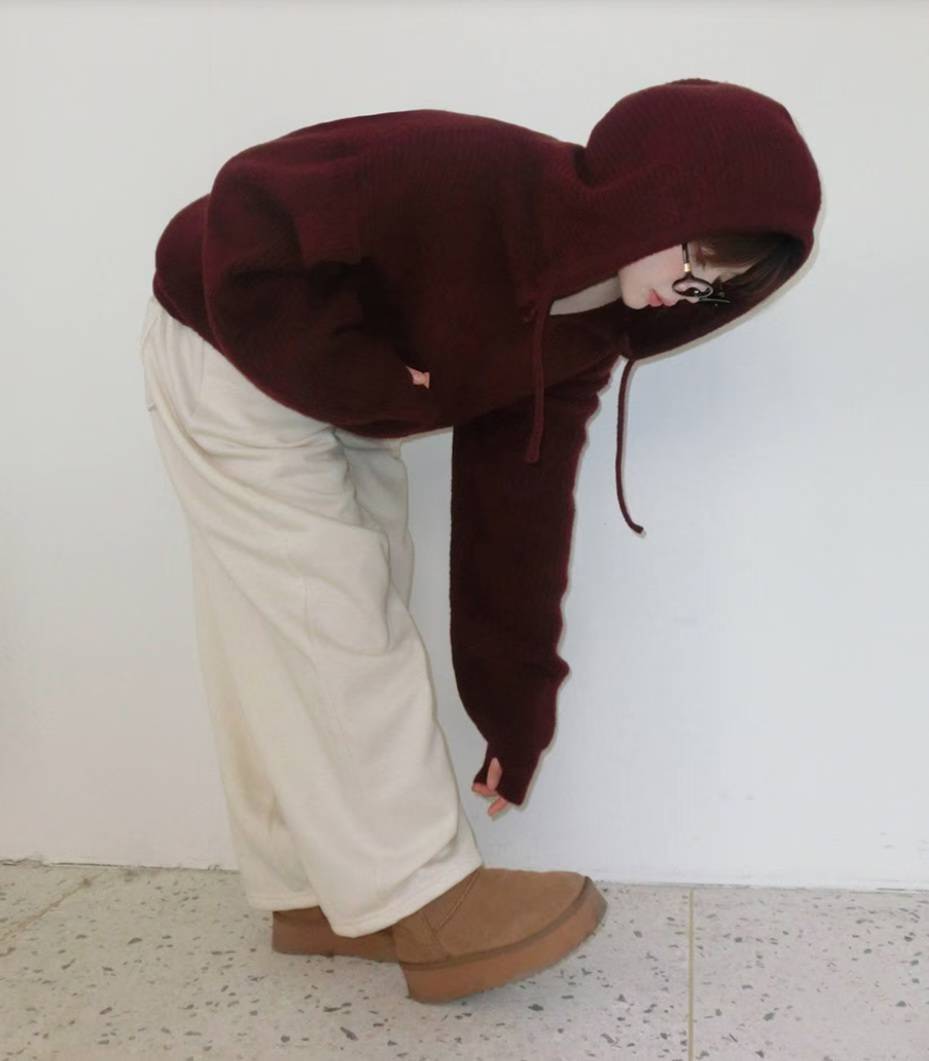 （DEC NEW) Hand Warmer Winter Honeycomb Knit Hoodie