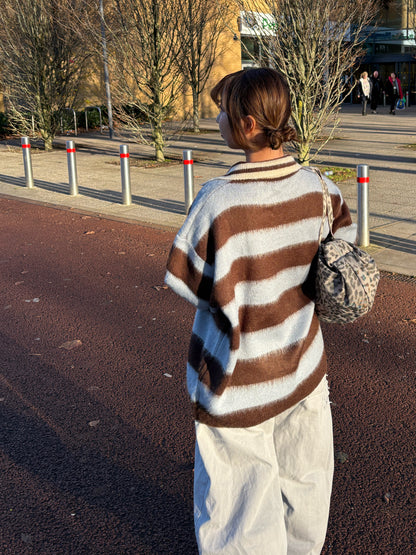 (Limited Stock) Unisex Collar Brush Striped Knitwear