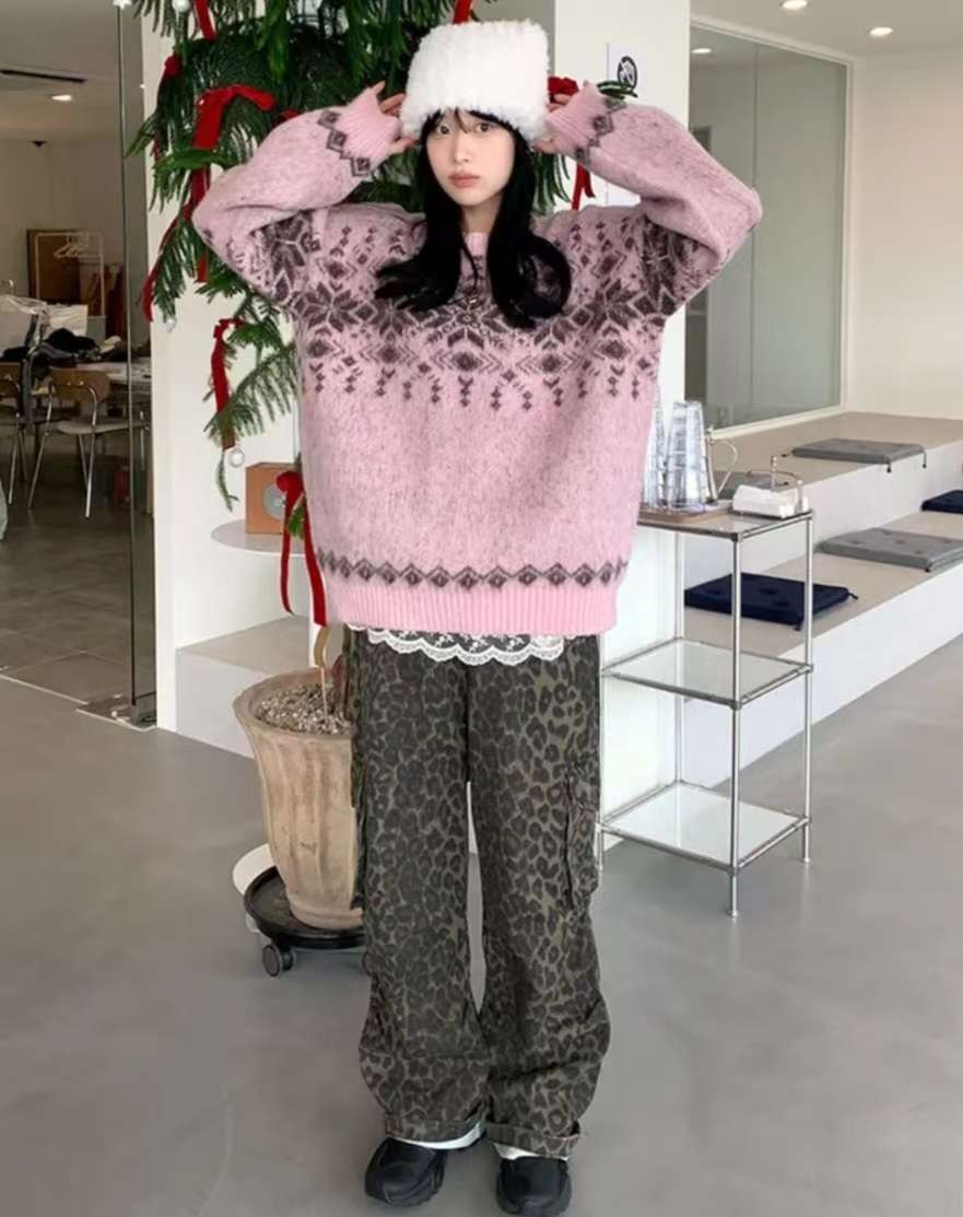 (Preorder) Unisex Winter Snowflake Brush Knitwear