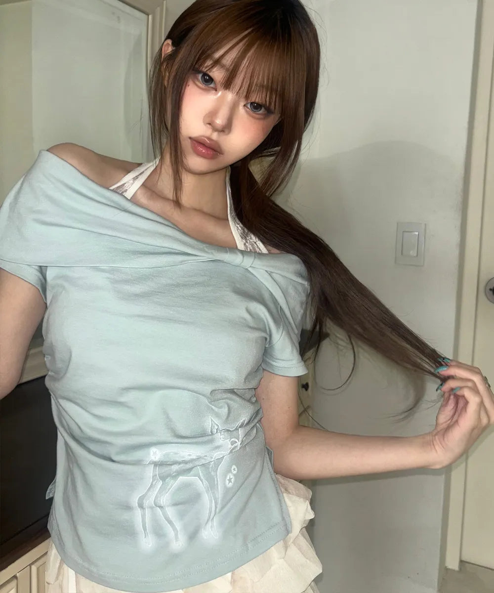 Musinsa Sale till 23/6!  [ILLIGO] Seoljin's Pick Saeso Dear Bow Off-shoulder Tee (3 Colours)