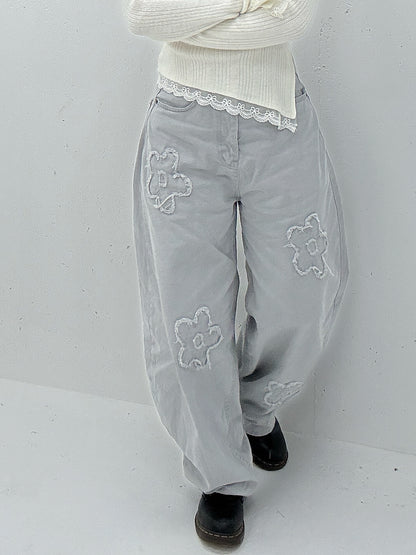 (Preorder) Floral Gray Pants