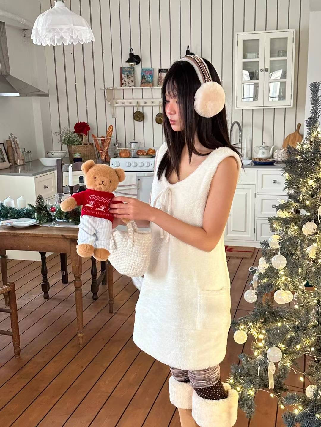 (DEC NEW) Teddy Bear Mini Dress/ Layering for Winter