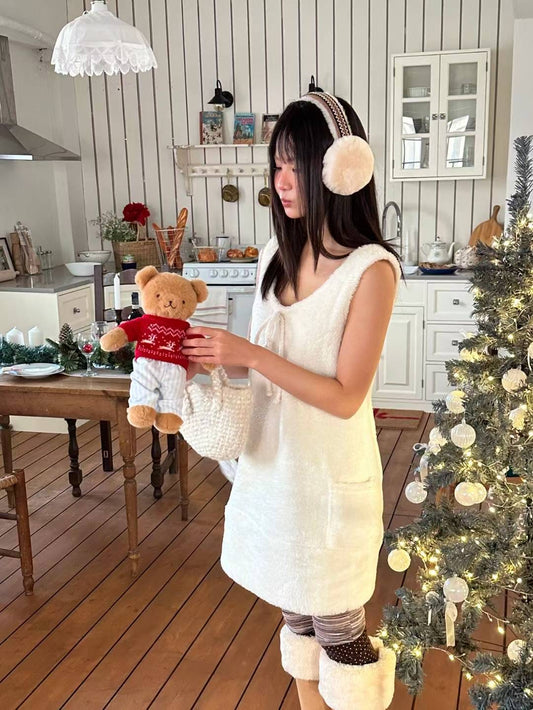 (DEC NEW) Teddy Bear Mini Dress/ Layering for Winter