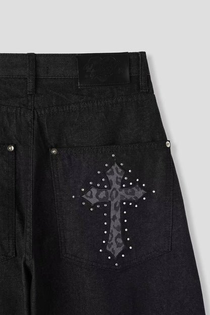 (Preorder) Cross Non-faded Balloon Wide Pants