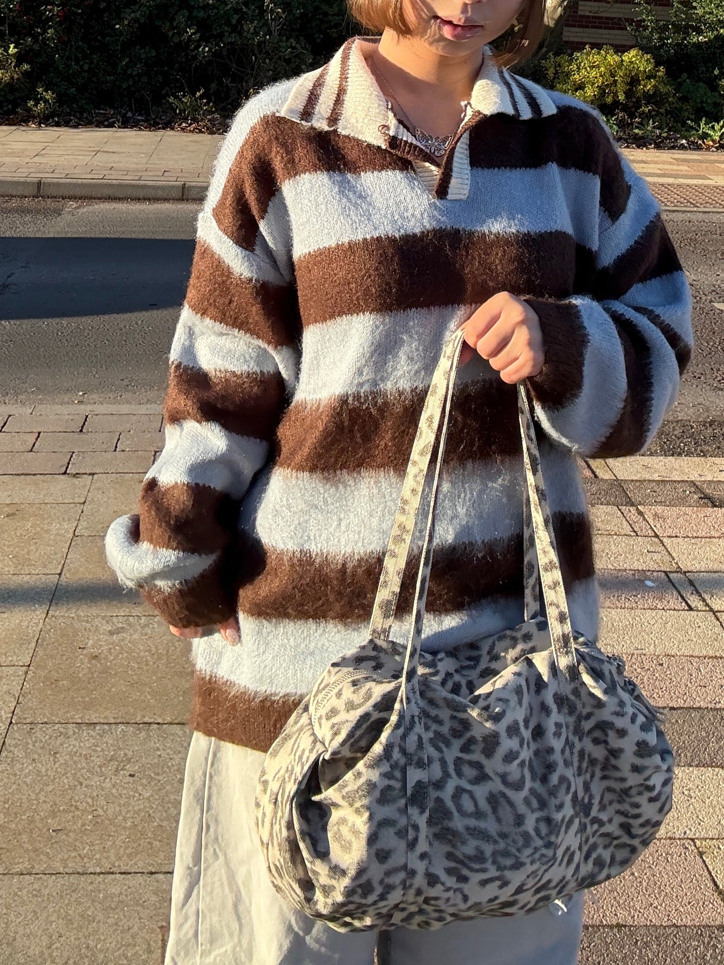 (Limited Stock) Unisex Collar Brush Striped Knitwear