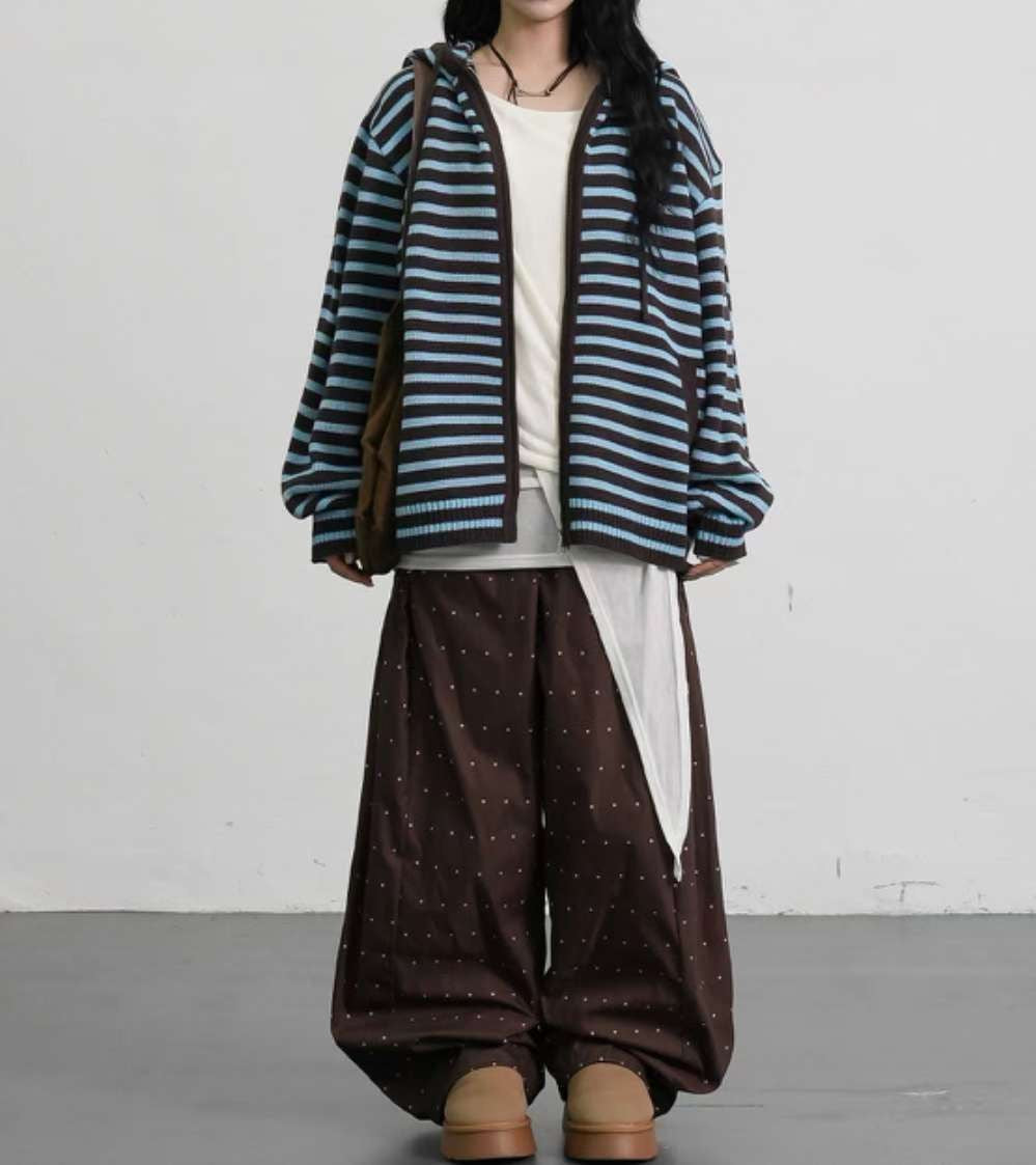 (BF NEW IN) Hooded zip-up with stripe pattern jacket