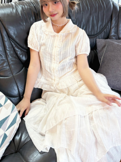 Luka Pleated Flare Skirt – Sheer Layered with Banded Waist (2 Colours)