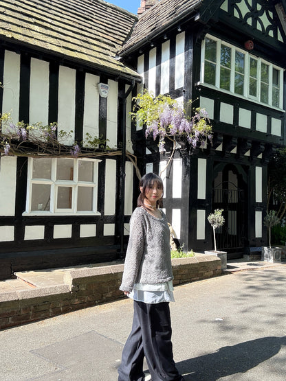 Off-shoulder Loose Fit Knit T