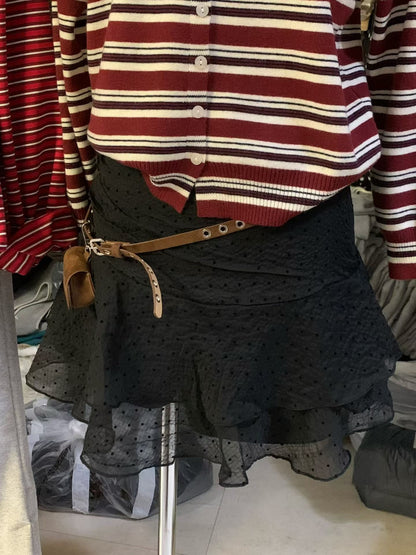 Spring Chiffon Dot Double-Tiered Mini Skirt