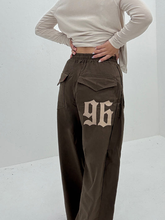 96 Embroidered Back Pocket Snap Pants  (Brown)