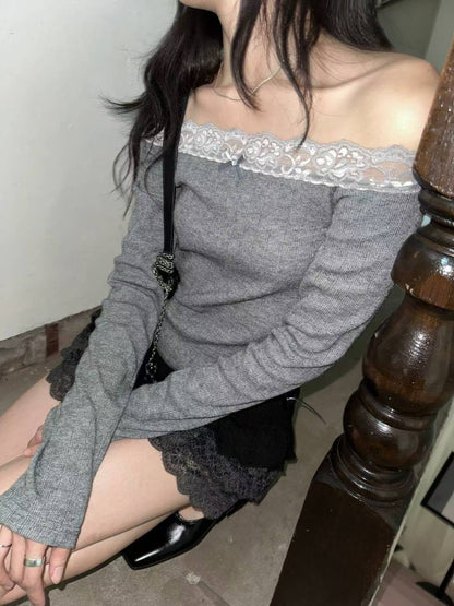 (BF NEW IN) Knit Punching Lace Tee