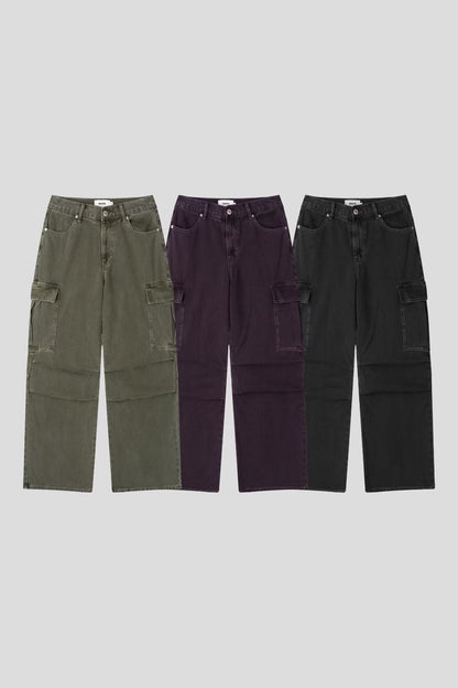(Preorder) Unisex Men Deep-dyed Parachute Cargo Jeans