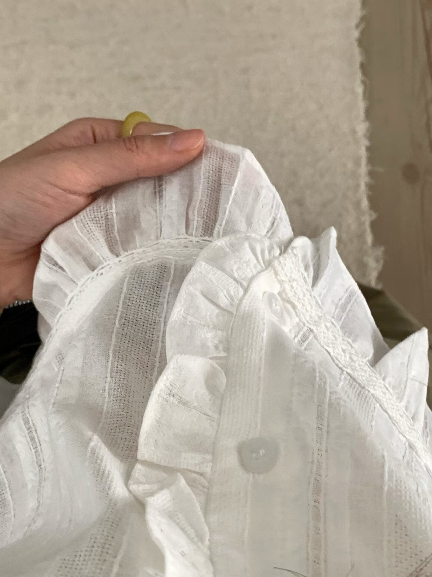 Dolly Button Up Layered Frill Collar Short Sleeve Blouse