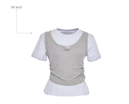 High End Vintage Rose Double Layer Top (3Colours)