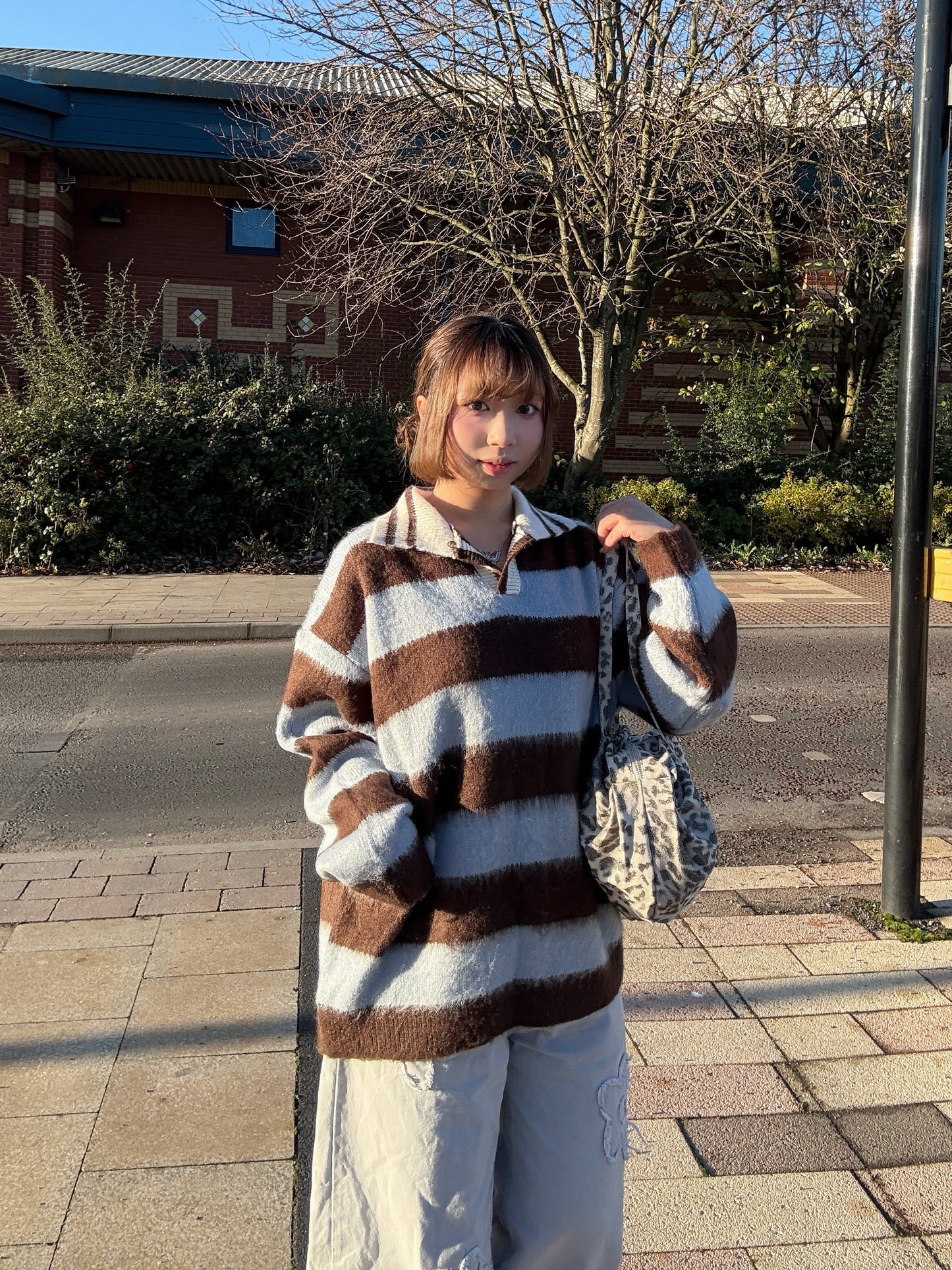 (Limited Stock) Unisex Collar Brush Striped Knitwear