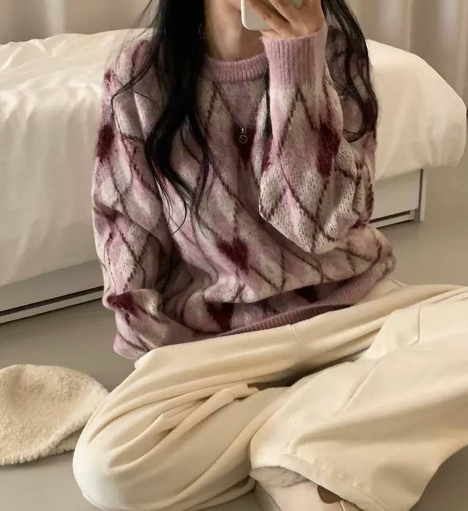 (BF NEW IN) Christmas Vibe Heart Check Knit