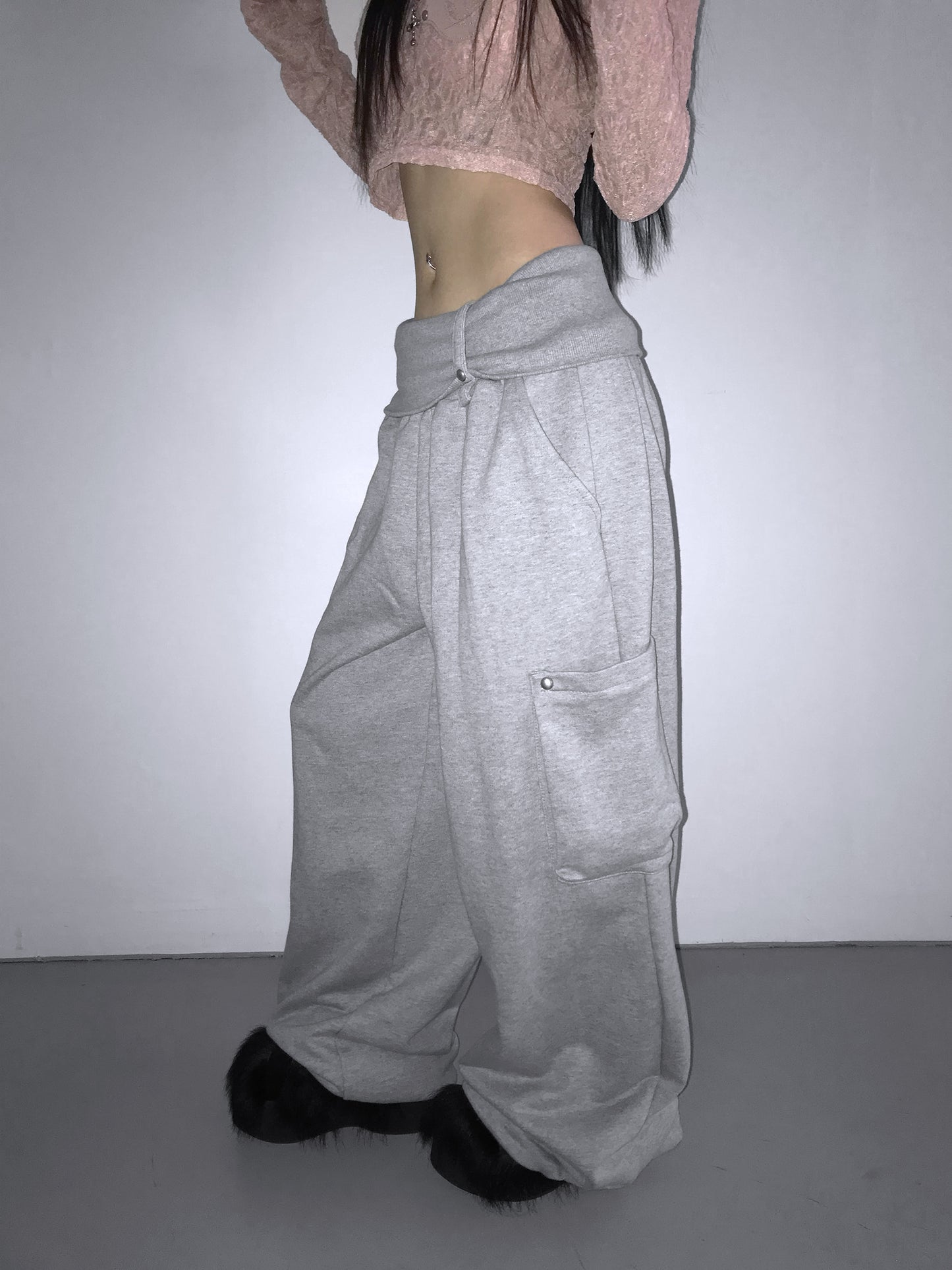 Folding Ring Studded Pants (2 Colours)