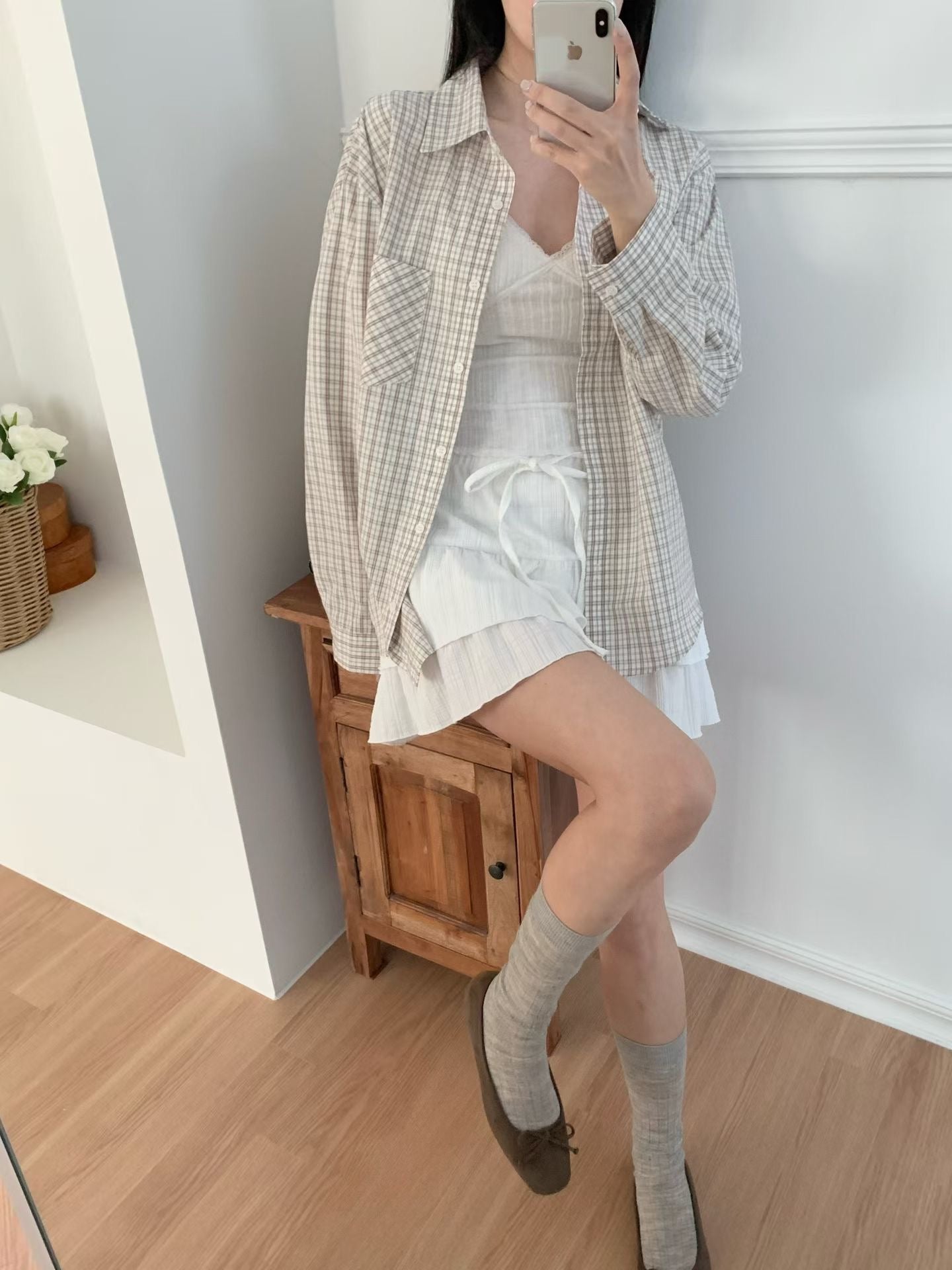 Spring Soft Girl Ruffle Crinkle Layer Mini Skirt