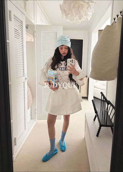 High End Lace Jercey Mesh Oversized Tee