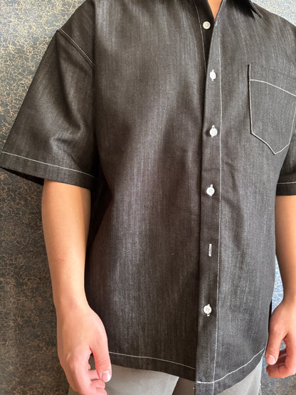 Non-fade Oversize Denim Short-Sleeve Shirt