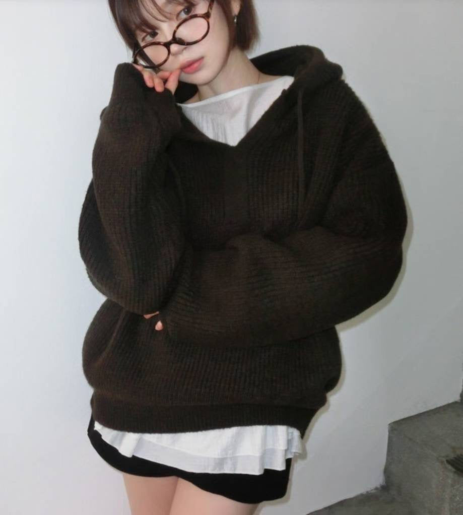 （DEC NEW) Hand Warmer Winter Honeycomb Knit Hoodie
