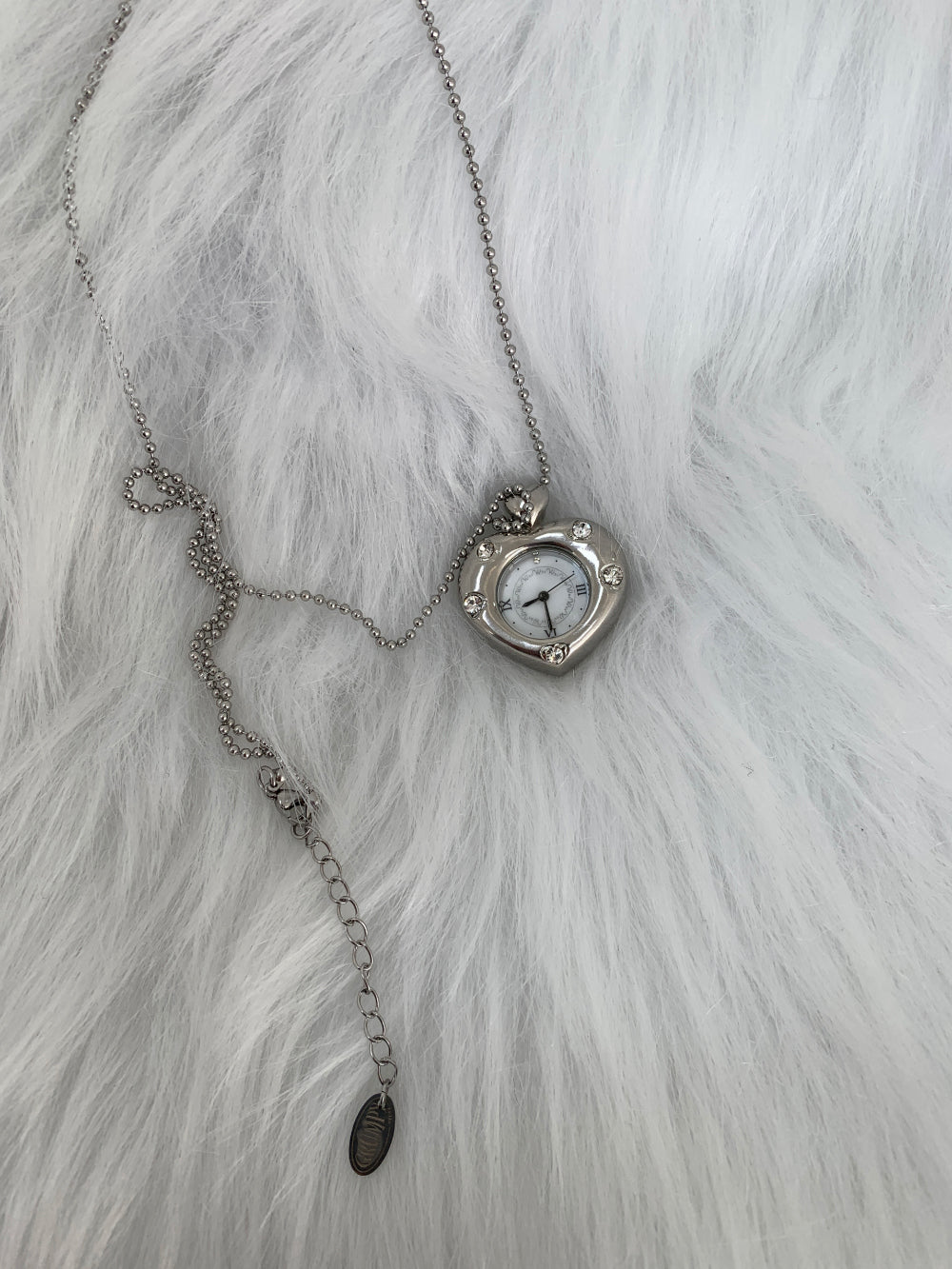 [Grumpy Stuff] Twinkle Heart Clock Long Necklace