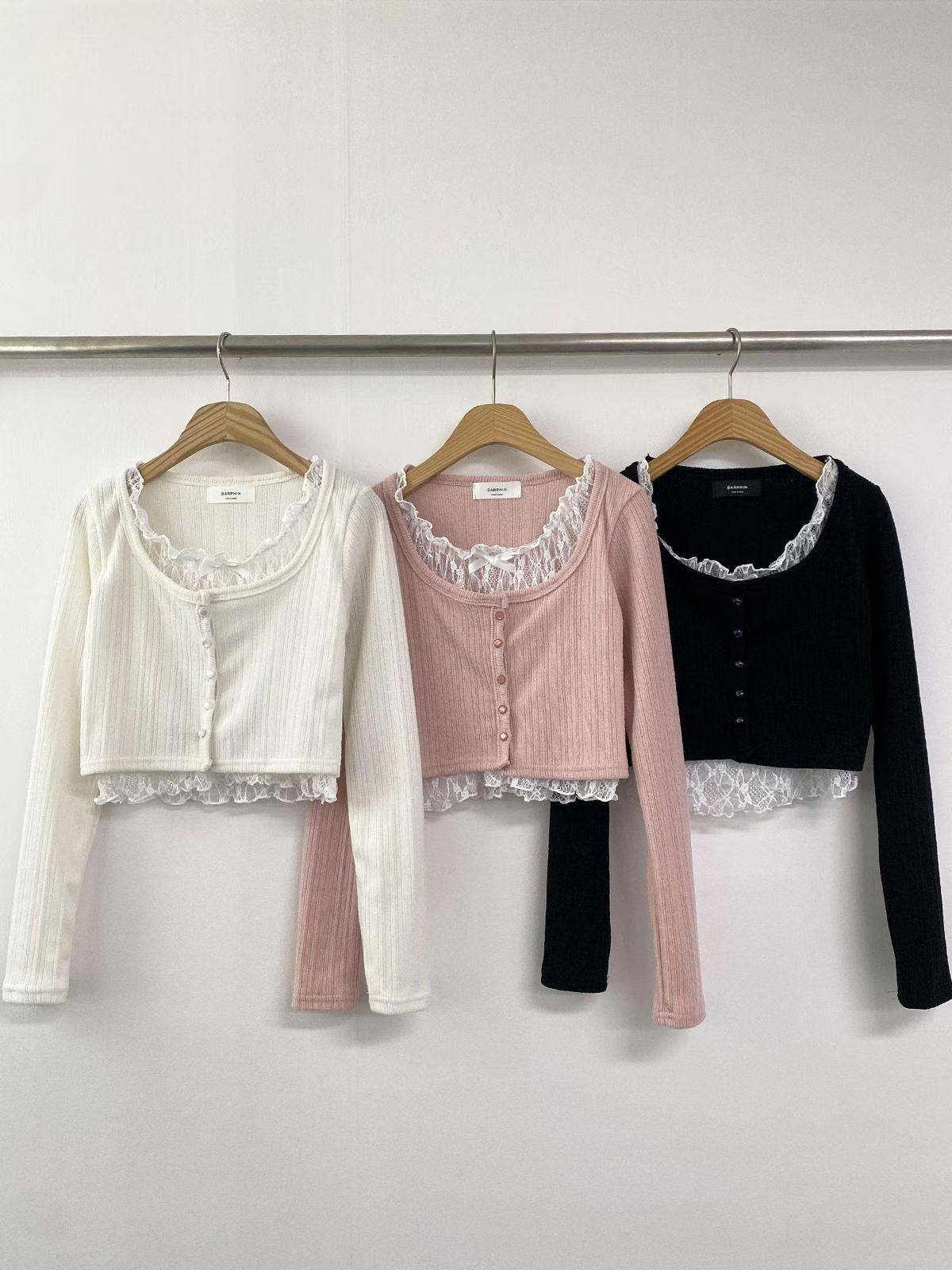 Fake Two Piece Lace Layered Cardigan