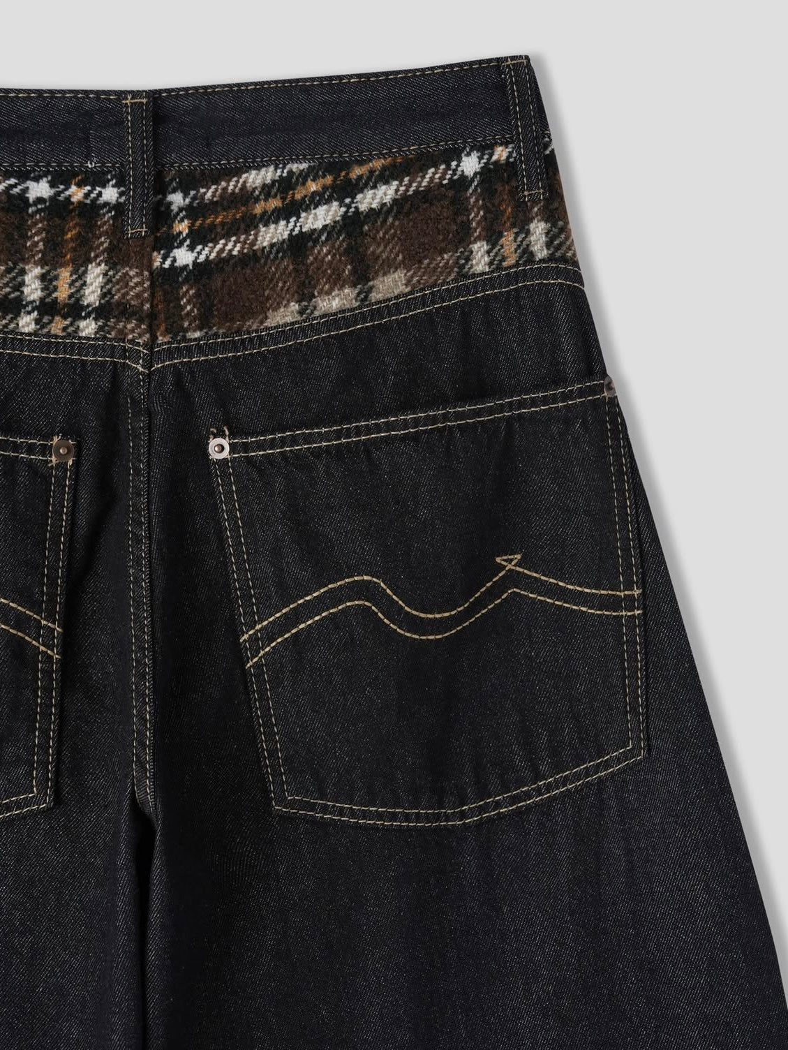 (DEC NEW) Winter Denim Check Wool Balloon Pants