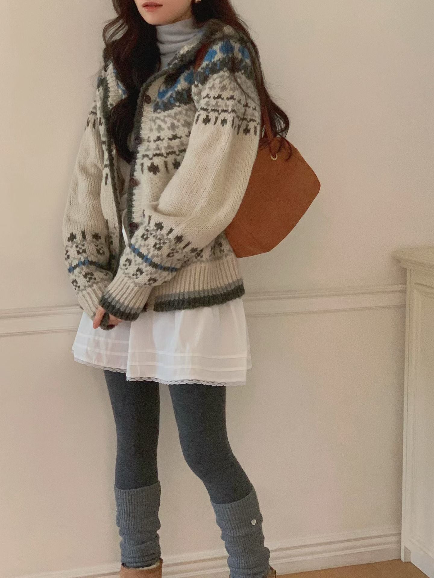 (BF NEW IN) Nordic Pattern Cardigan with Hood