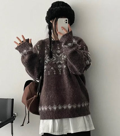 (Preorder) Unisex Winter Snowflake Brush Knitwear