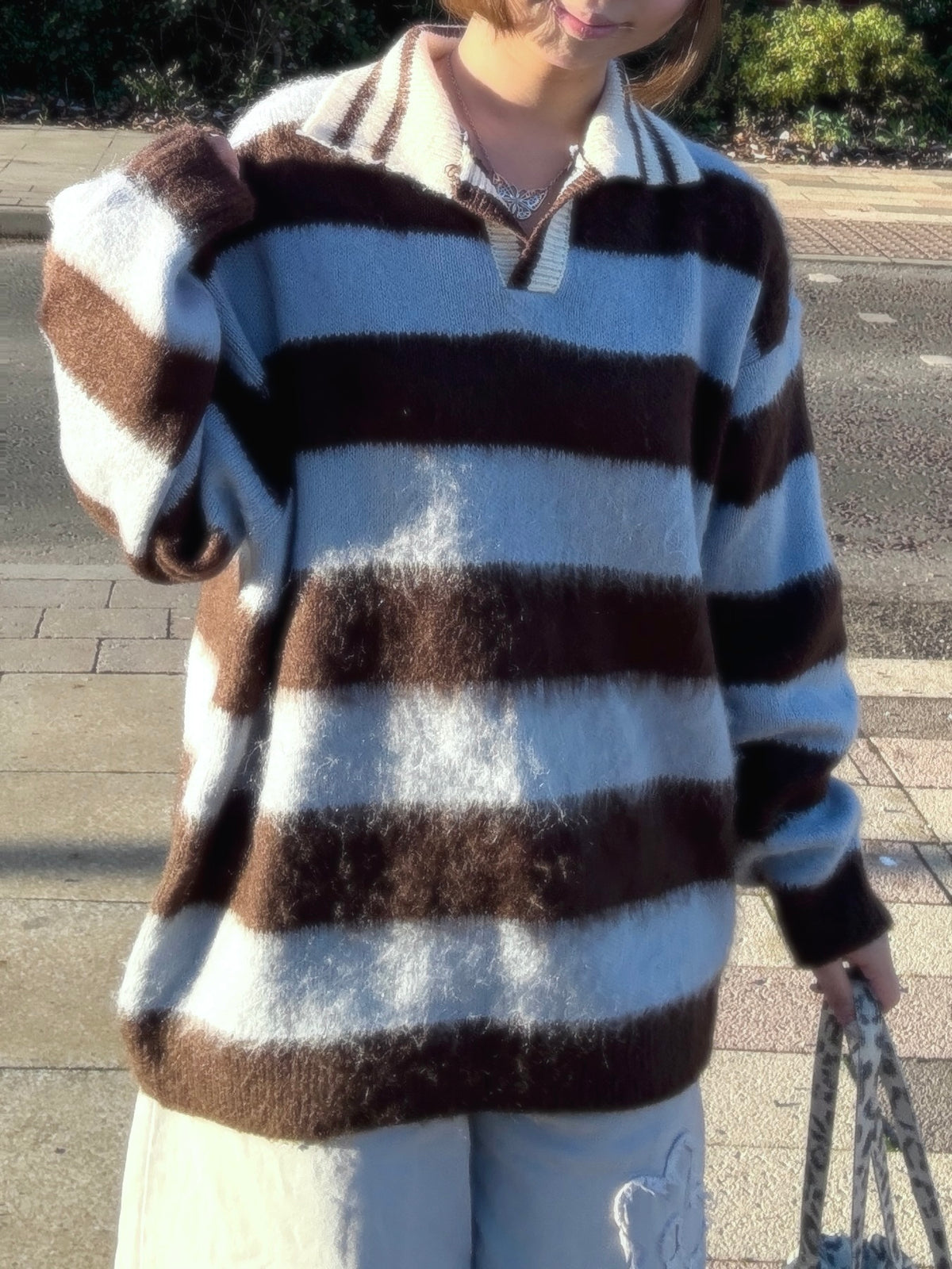 Best Seller! Unisex Collar Brush Striped Knitwear