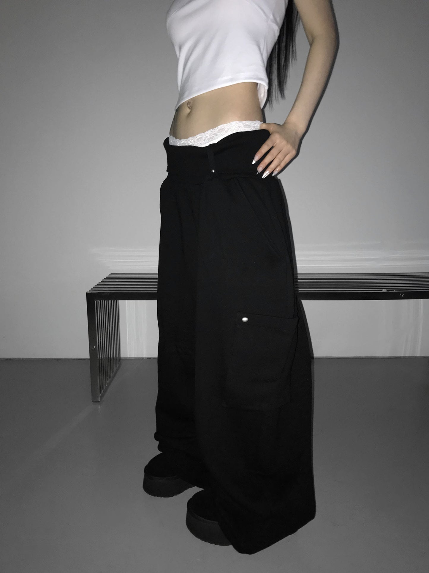 Folding Ring Studded Pants (2 Colours)
