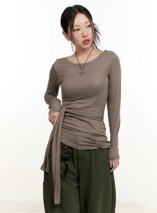 (Preorder) Layered Waist-Slimming  Long Sleeve Feminine Hug Tee