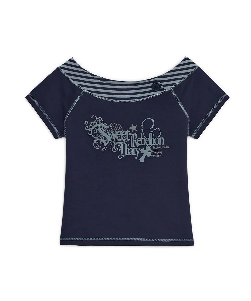 Musinsa Sale till 23/6! [Hugyourskin]Sweet Stripe Boat Neck Tee (2 Colours)